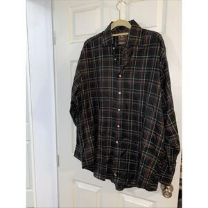 Tailor Byrd Shirt Mens Size XL Button Up Plaid Long Sleeve Casual 100% Cotton F1